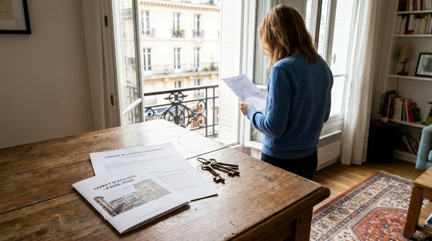 Exemple de règlement intérieur imprimé dans un appartement en location saisonnière à Paris