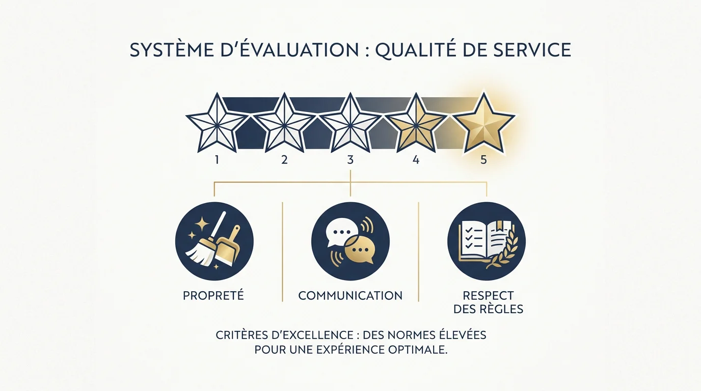Infographie des critères d'évaluation des voyageurs Airbnb par les propriétaires
