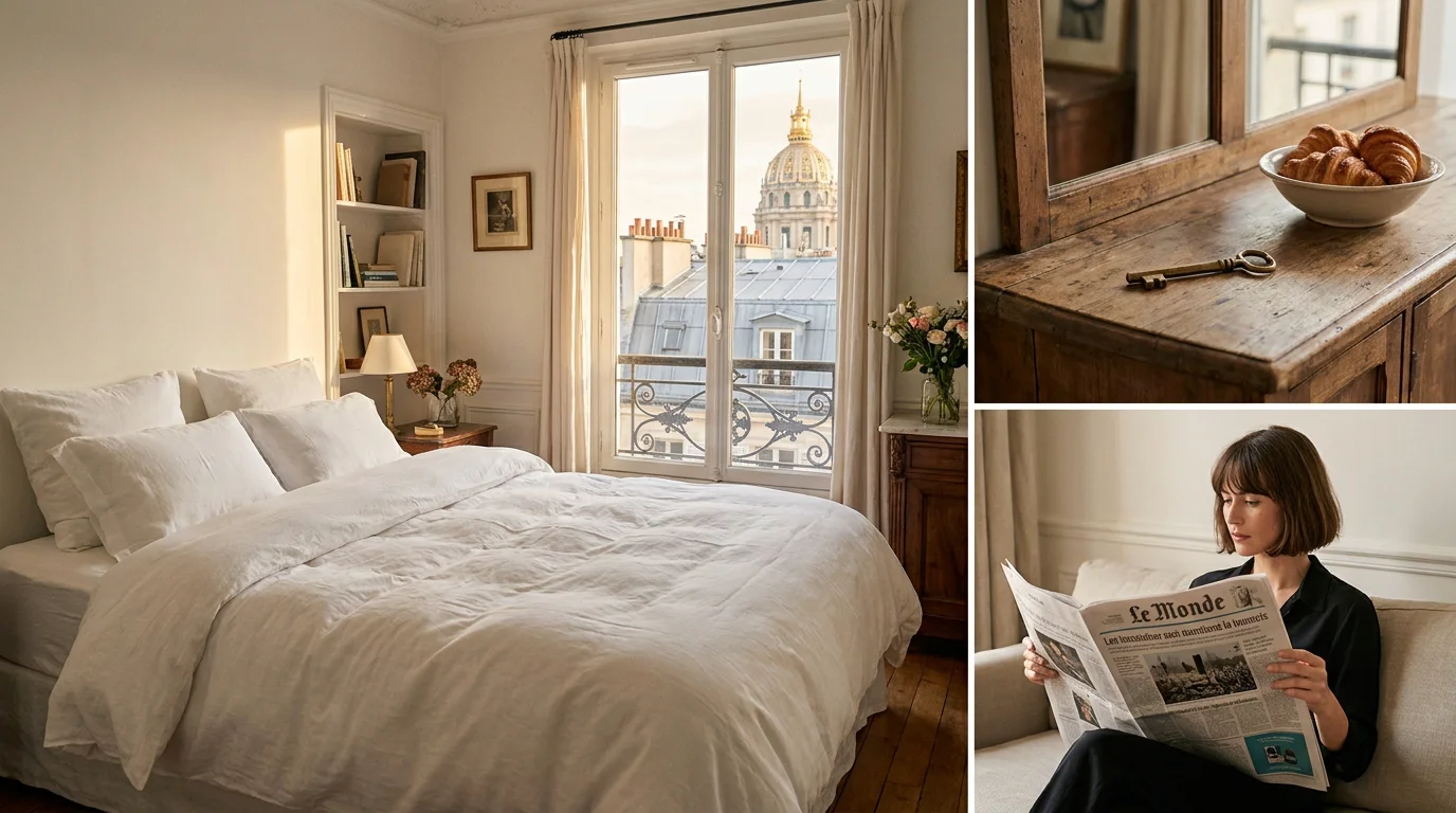 Intérieur d'un appartement parisien préparé par un service de conciergerie
