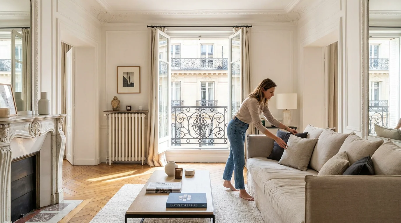 Appartement parisien préparé pour accueillir des voyageurs en location courte durée