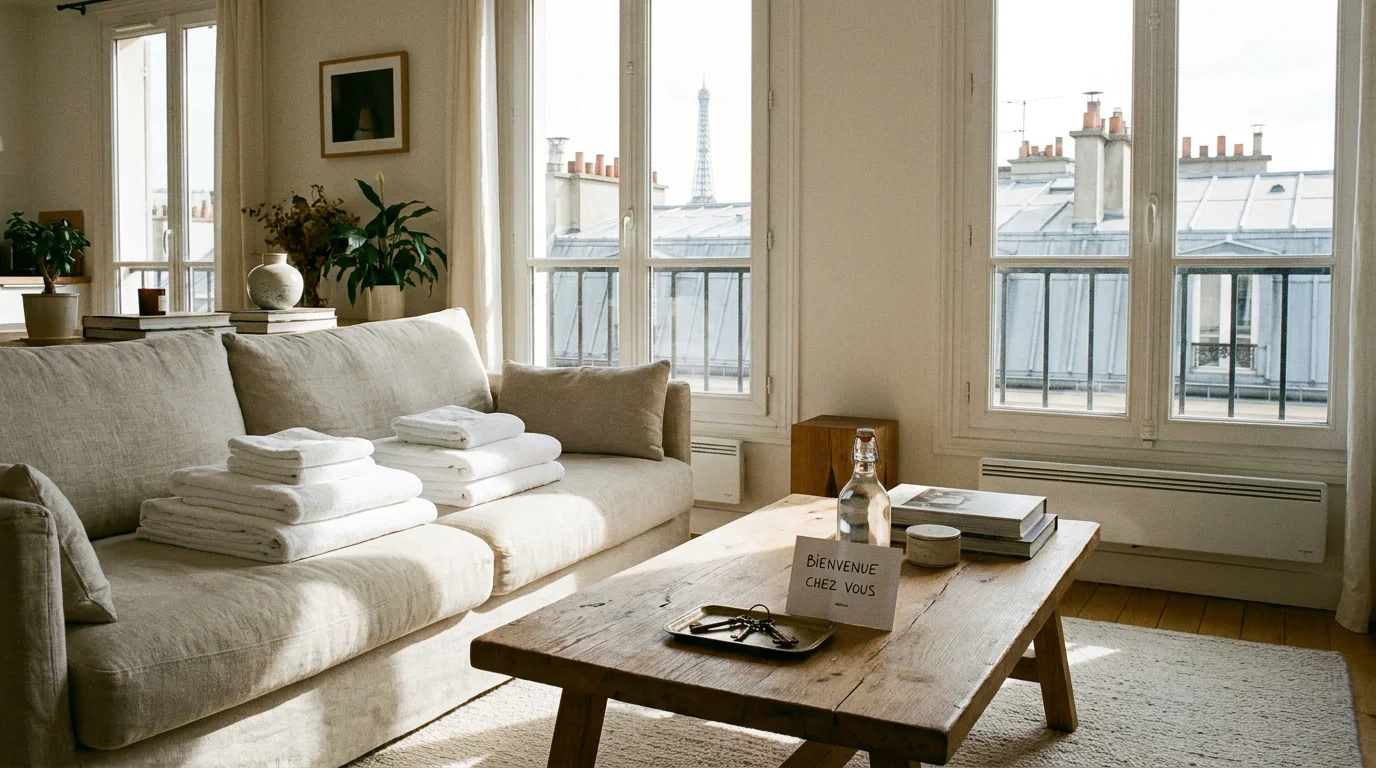 Appartement parisien préparé par une conciergerie pour la location courte durée