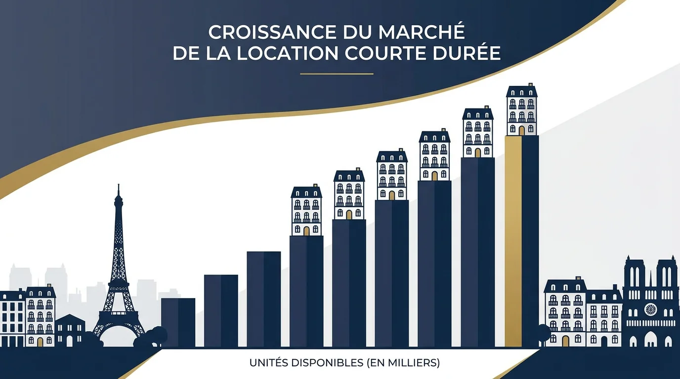 Graphique illustrant la croissance du marché de la conciergerie Airbnb en France