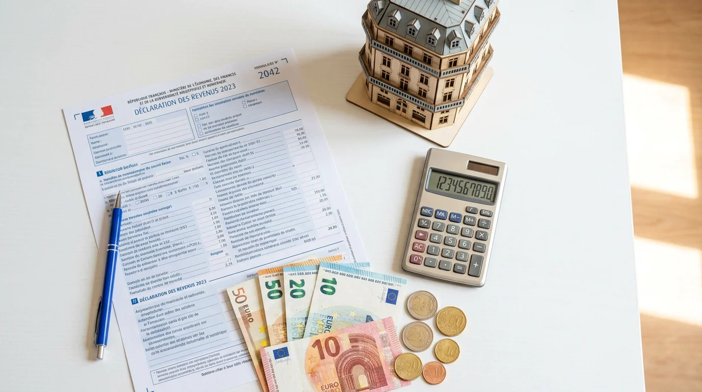 Documents fiscaux et calculatrice pour la déclaration des revenus de location courte durée