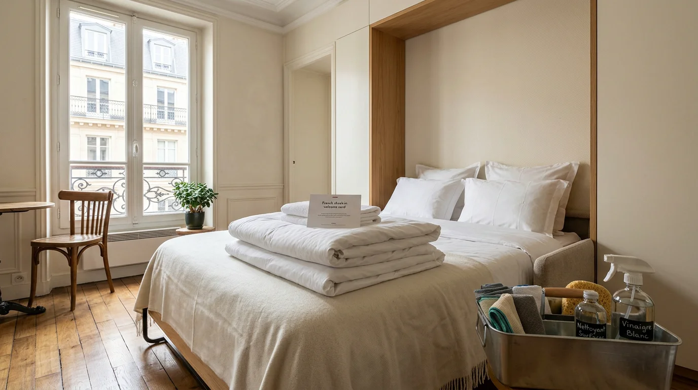 Studio parisien nettoyé et préparé entre deux voyageurs Airbnb